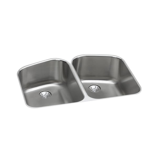 Lustertone Stainless Steel 32-3/4 X 20-13/16 X 9 Equal Double Bowl Undermount Sink W/Perfect Drain